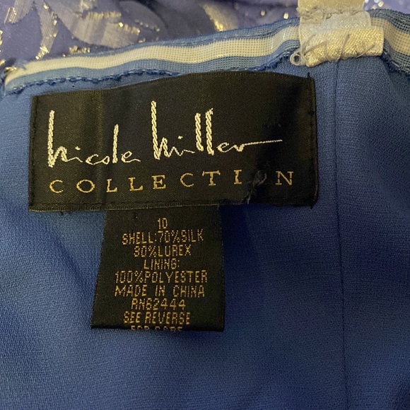 Nicole Miller Collection Periwinkle Silver Strapless Cocktail Dress Size 10 VGC - Picture 4 of 4